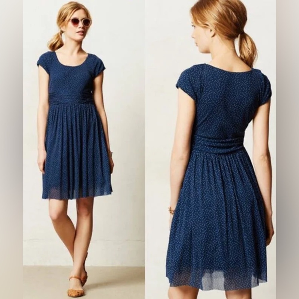 Weston Wear Navy Dot Simi Dress with Tulle. Size Large.